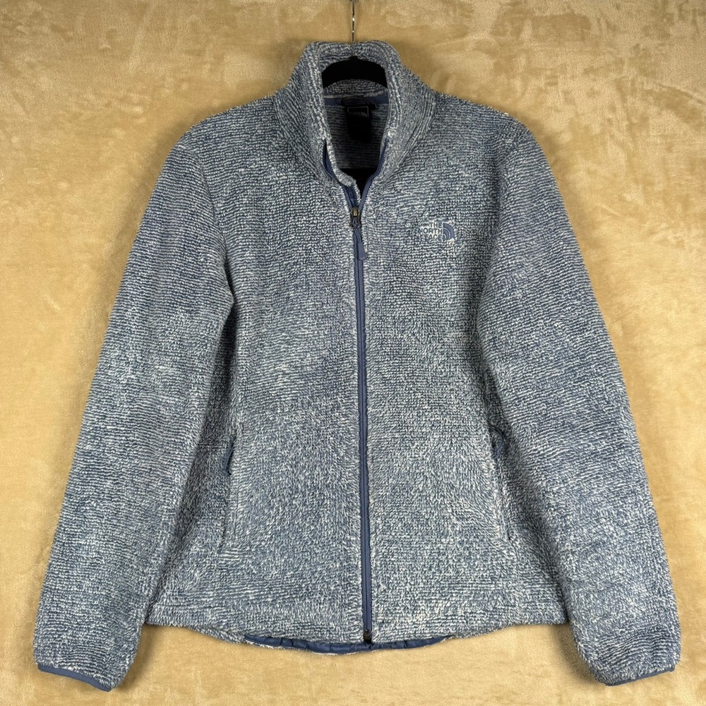 The North Face Osito Blue White Textured High Pile Full Zip Fleece Jacket M Cozy